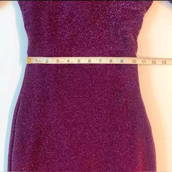 GUESS Mini Bodycon purple Silver Sparkly Long Sleeve Cut Out Back Dress S - Picture 7 of 12